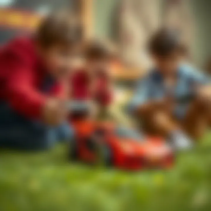 Social Interaction Through Remote-Controlled Play Child playing with a remote-controlled car with friends