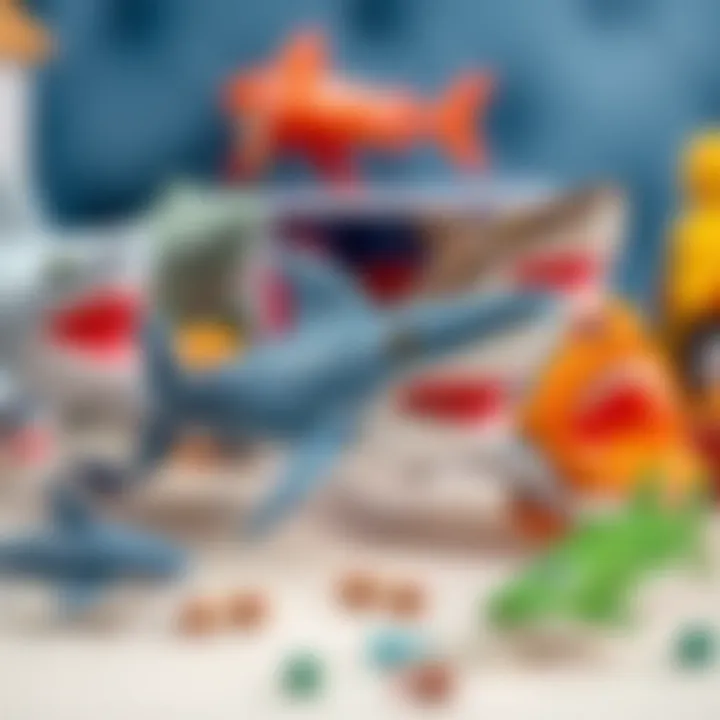 Variety of shark toys promoting imaginative play