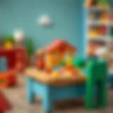 Colorful wooden activity table with toys