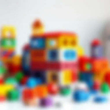 An assortment of building blocks in different shapes and colors for creative play