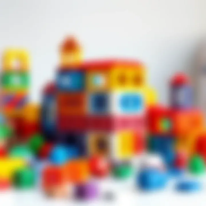 An assortment of building blocks in different shapes and colors for creative play